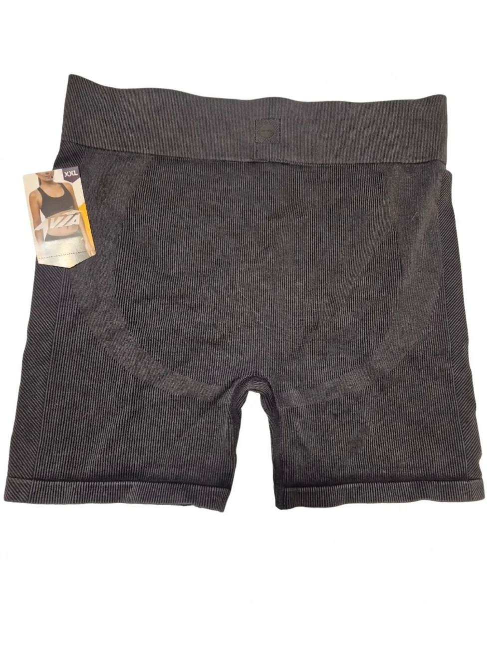 NWT Avia Women's Dark Grey Ribbed High-Waist Bike Shorts  (0142)